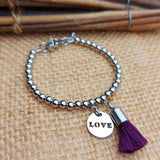 Bracelet enfant CECILIA Love et pompon personnalisable